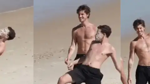 Shawn Mendes é visto jogando altinha com fãs na praia no Rio