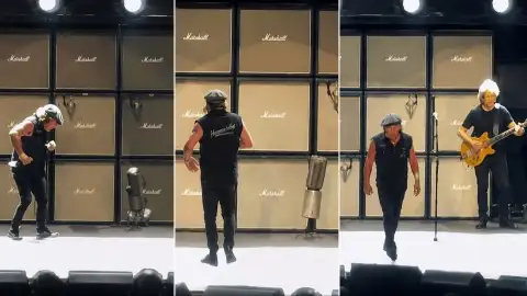 Susto: Canhão cai no palco durante show do AC/DC e passa a centímetros de Brian Johnson. Veja!